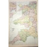 Coloured Antique Large Map South West England GW Bacon 1904.