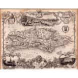 County of Sussex Steel Engraved Victorian Thomas Moule Map.