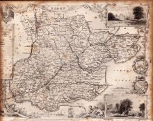 County of Essex Steel Engraved Victorian Thomas Moule Map.