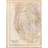 USA The Pacific States Antique Victorian 1882 Coloured lackie Map.