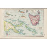 Tasmania Papua Samoa Coloured Antique Map-365.