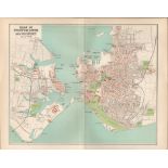 Plan Of Portsmouth Victorian 1894 Coloured Antique Map.