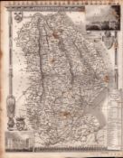 Lincolnshire Steel Engraved Victorian Thomas Moule Map.