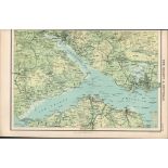 Victorian Map Solent & Spithead West East Cowes Ryde Portsmouth.