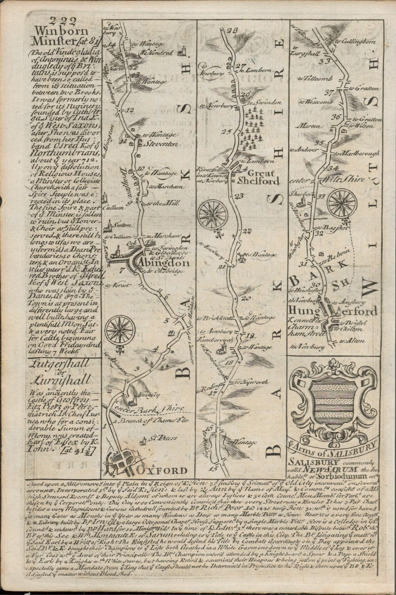 Britannia Depicta E Bowen Rare c1730 Map Berkshire Vale of White Horse Windsor Etc. - Image 2 of 2