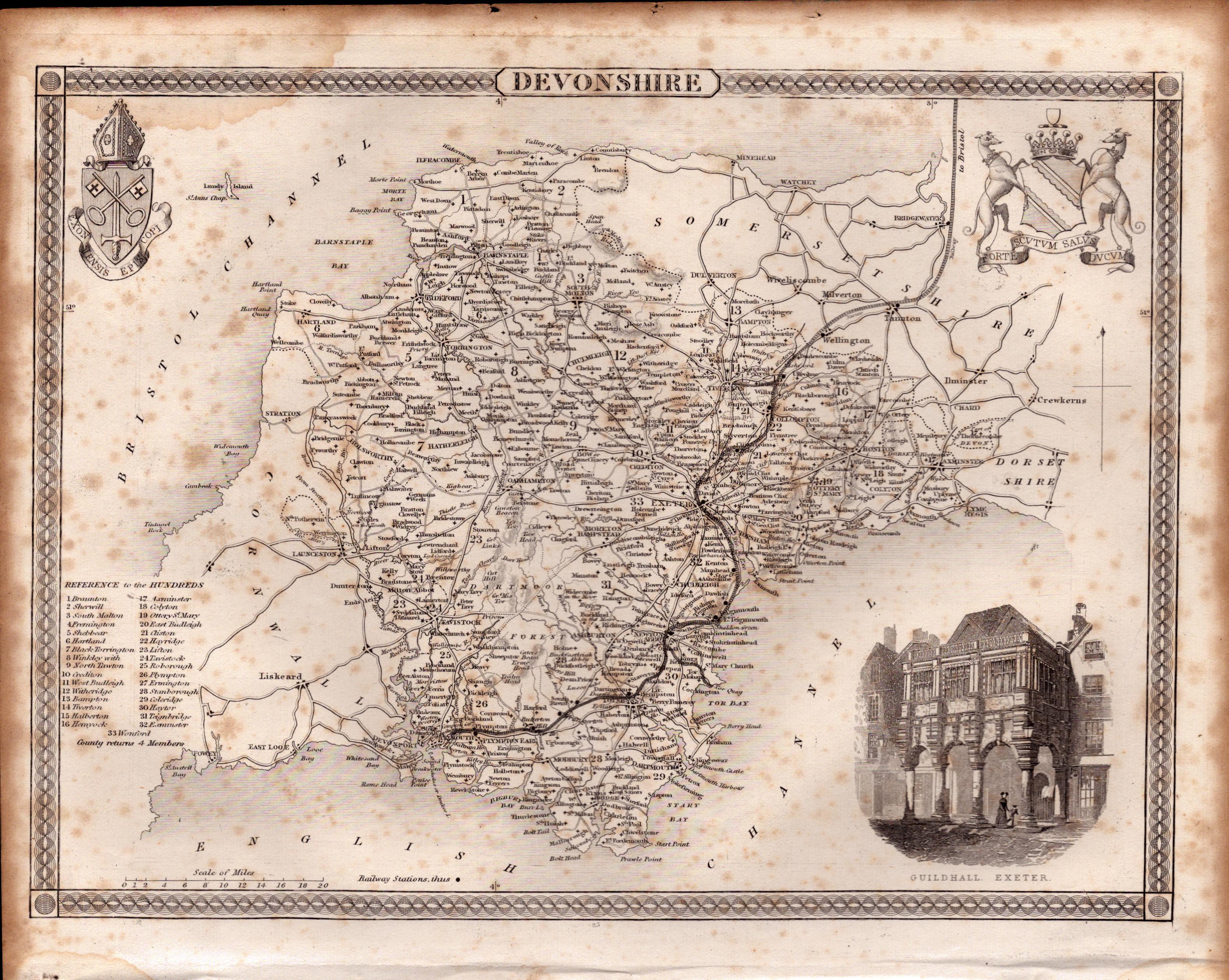 Devonshire Steel Engraved Victorian Thomas Moule Map.