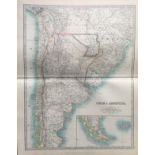 Chile & Argentina Buenos Montevideo Aires Lima Etc Large Antique Map.