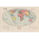 WW1 The World At War 1914-1918 Coloured Antique Map 1922.