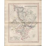 Huntingdonshire 1850 Antique Steel Engraved Map Thomas Dugdale.