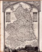 Northumberland Steel Engraved Victorian Thomas Moule Map.