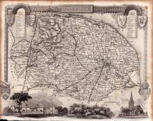 County Norfolk Steel Engraved Victorian Thomas Moule Map.