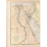 The Nile Valley Egypt Antique Victorian 1882 Coloured Blackie Map.