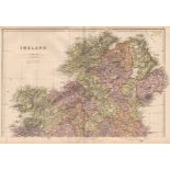 North of Ireland Ulster Counties & Railways Victorian 1882 Blackie Map.