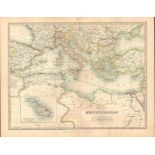 The Mediterranean Greece Italy Spain Etc Large Coloured Antique Map.