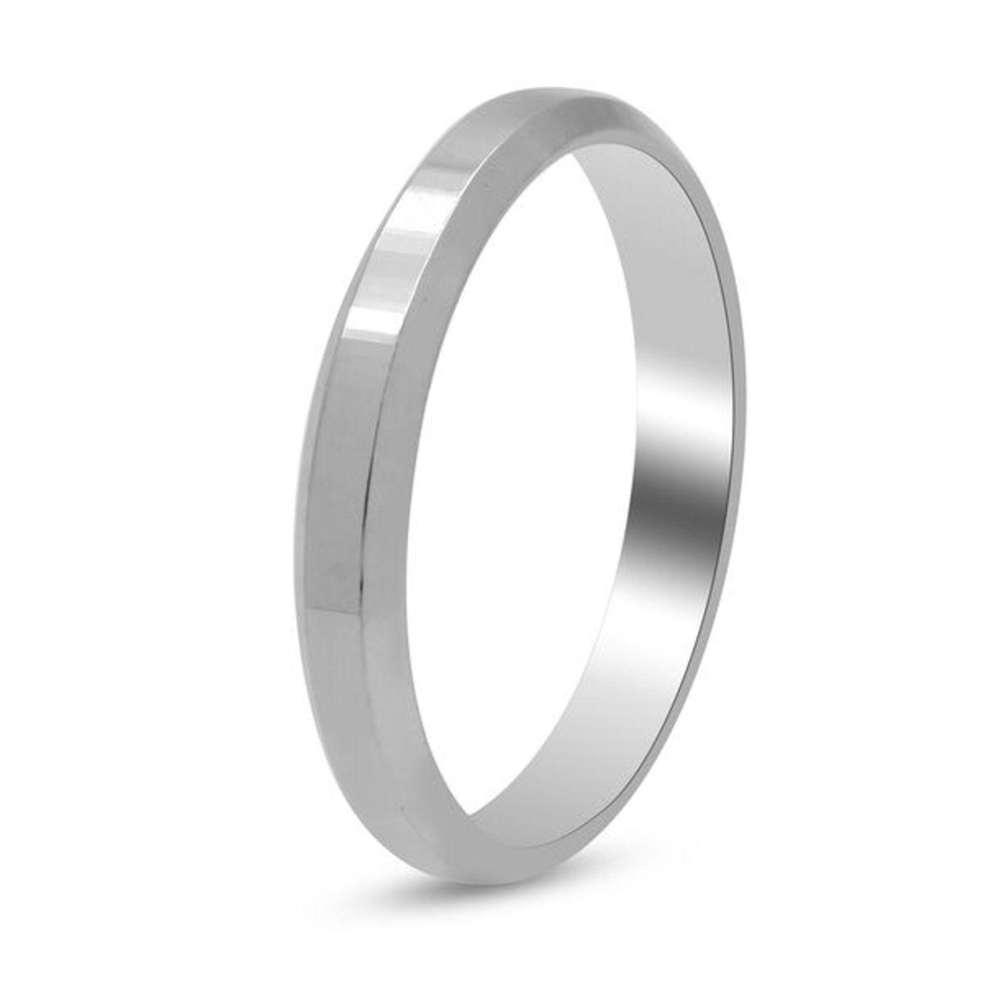 New! 9K White Gold Bevel Edged Band Ring - Image 2 of 4