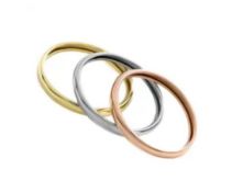 New! Set of 3 - 9K Yellow, White and Rose Gold Band Ring