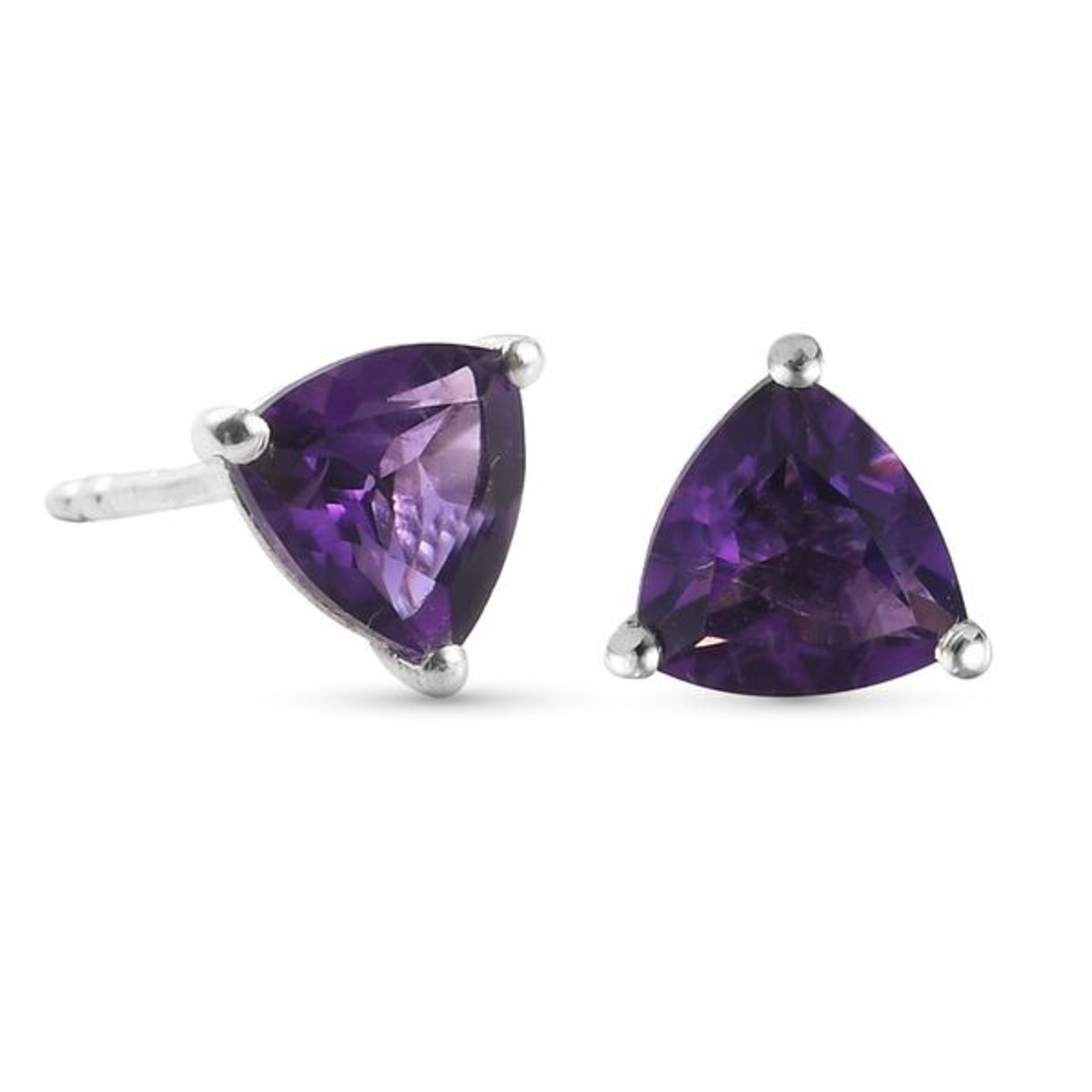 New! Amethyst Stud Earrings - Image 2 of 2