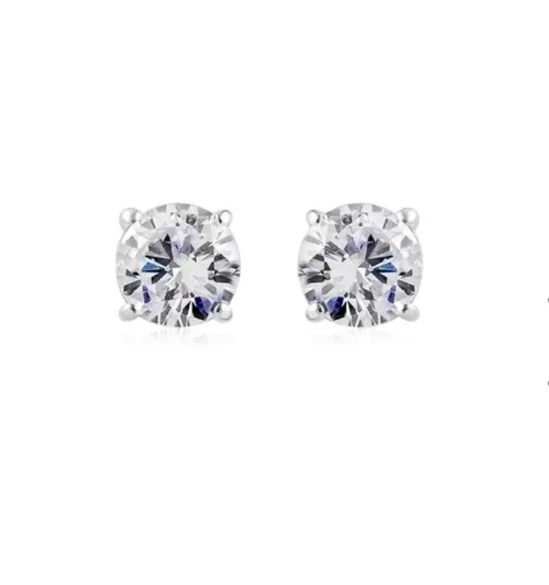 New! 2 Piece Set - Lustro Stella Sterling Silver Solitaire Ring and Stud Earrings - Image 5 of 6