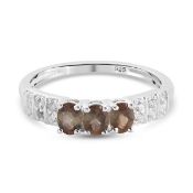 New! Andalusite and Natural Cambodian Zircon Ring In Sterling Silver