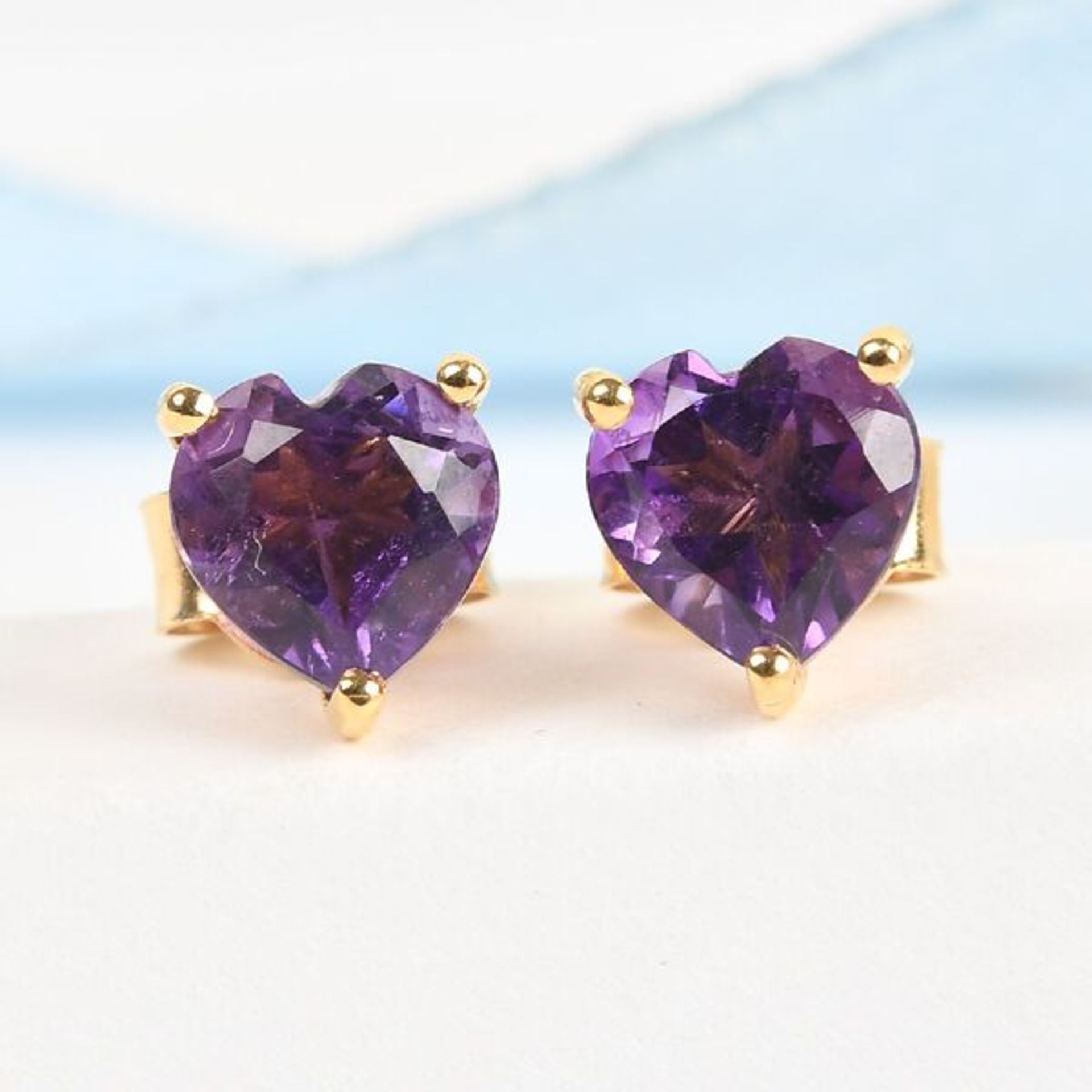 New! Amethyst Heart Stud Earrings