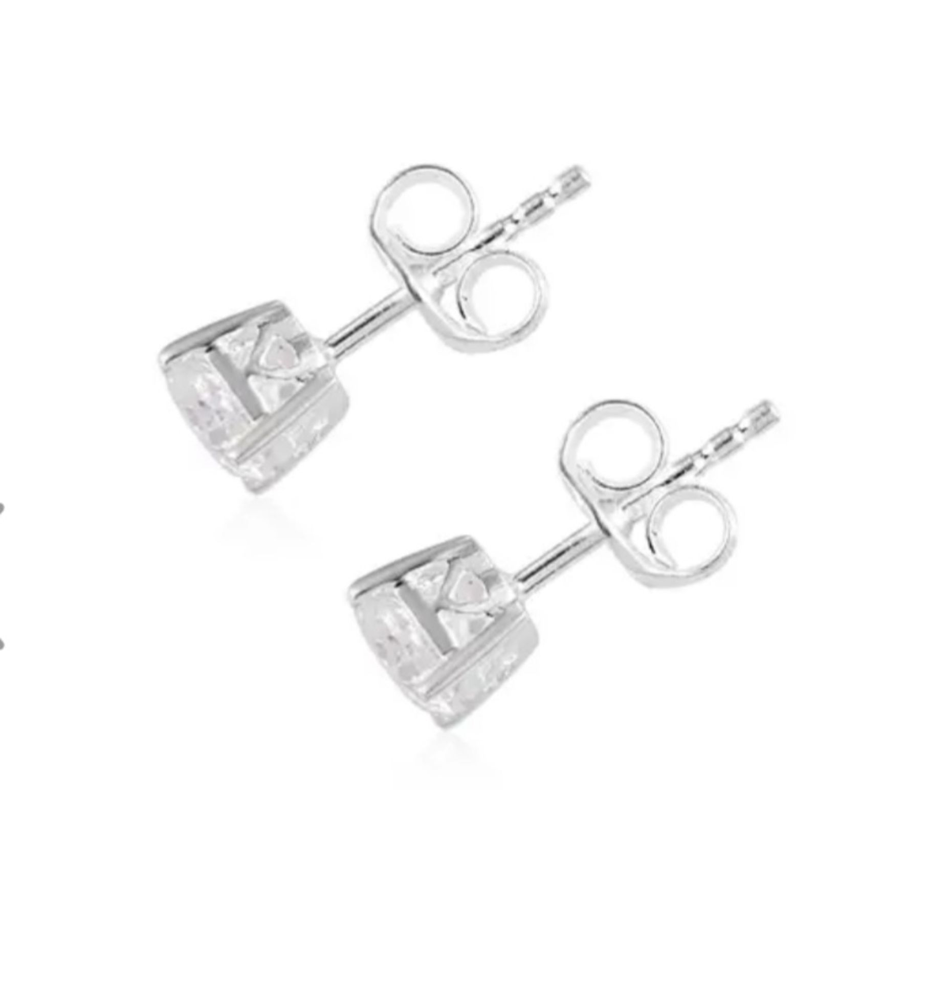 New! 2 Piece Set - Lustro Stella Sterling Silver Solitaire Ring and Stud Earrings - Image 6 of 6