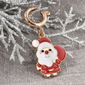 New! Christmas Santa Claus Enamelled Charm In Yellow Gold Tone