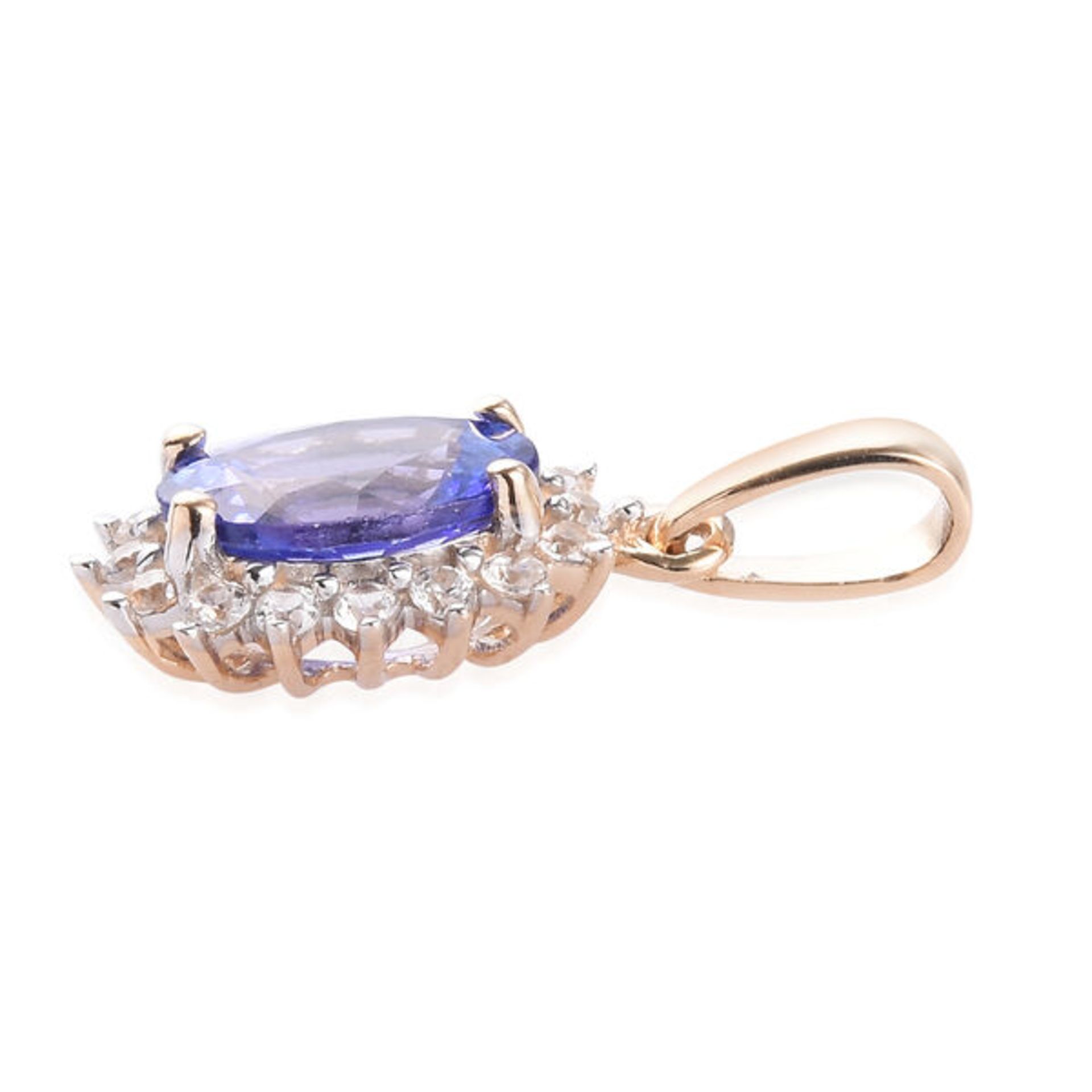 New! 9K Yellow Gold Tanzanite and Natural Cambodian Zircon Pendant - Image 2 of 2