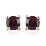 New! 9K Yellow Gold Red Spinel Solitaire Stud Earrings