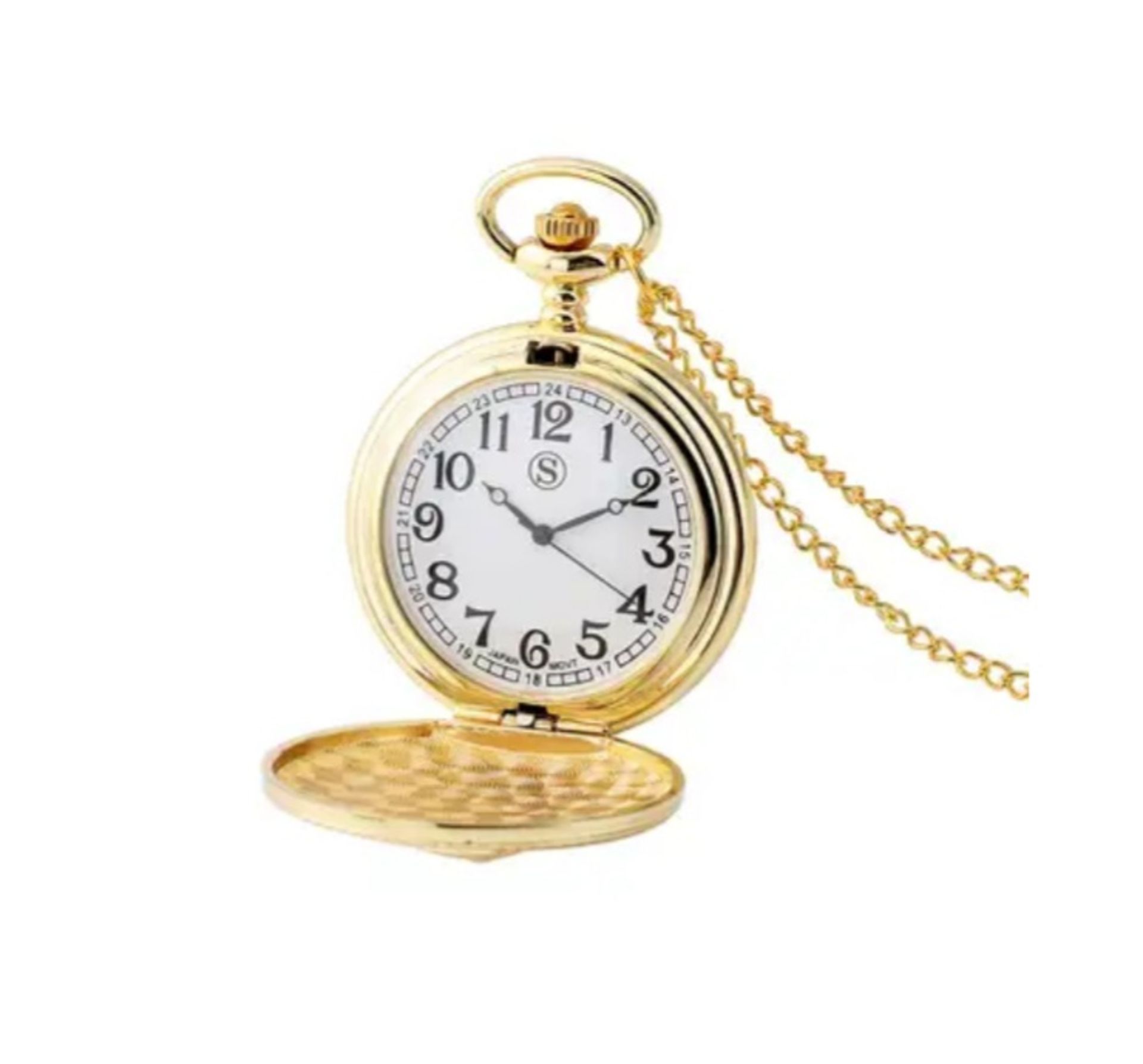 New! STRADA Japan Movement Pug Dog Pattern Gold Plated Pocket Watch - Image 4 of 5