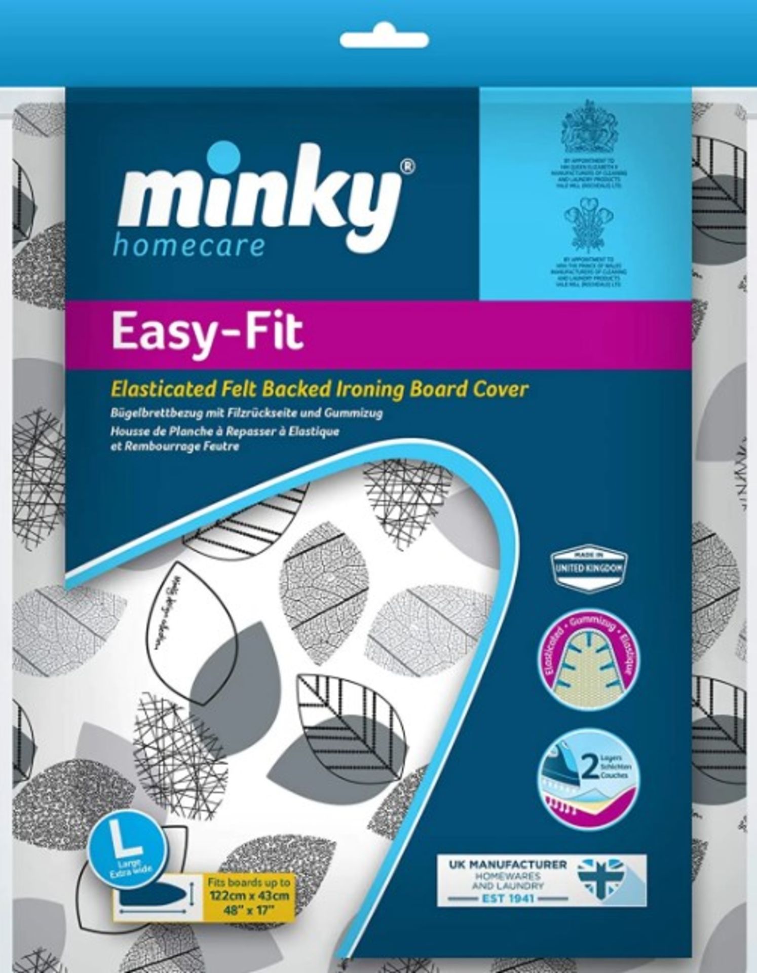 Minky Easy Fit Extra-Wide Ironing Board Cover, 122 X 43 CM