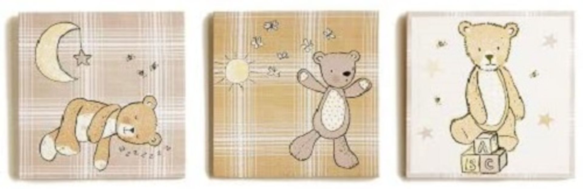 Bear Hugs Canvas Set of 3, Multi-Colour, 20 X 60