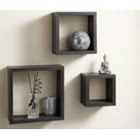 3 Floating Wall Cube Shelves In Black