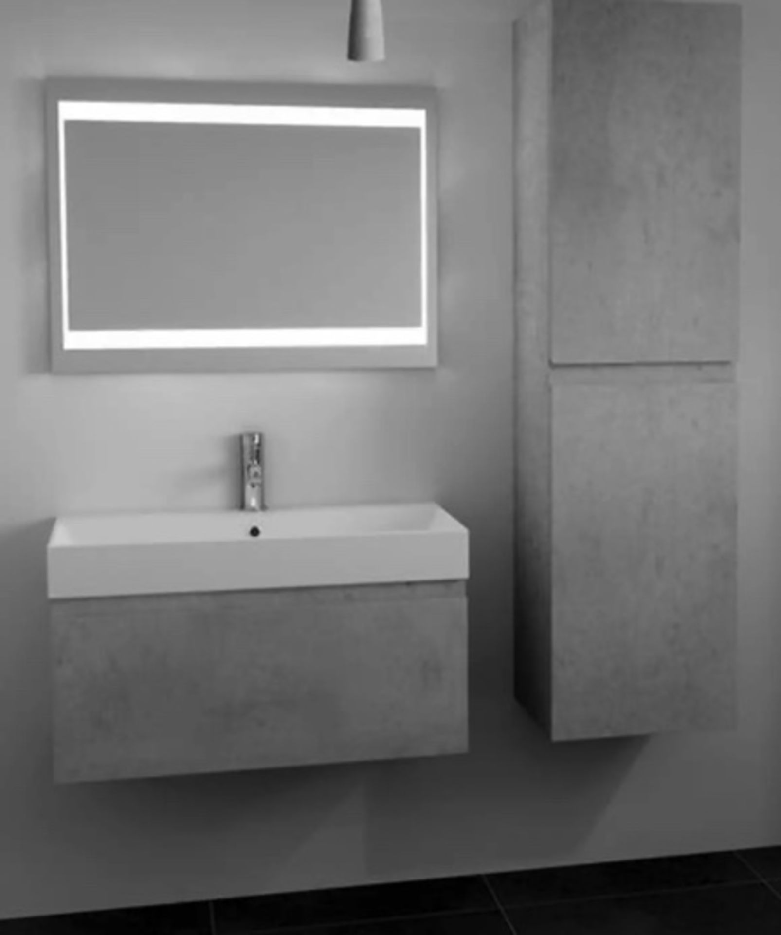 Brand New Boxed Mino 600mm Wall Hung Vanity Unit - Concrete RRP £245 **No Vat**