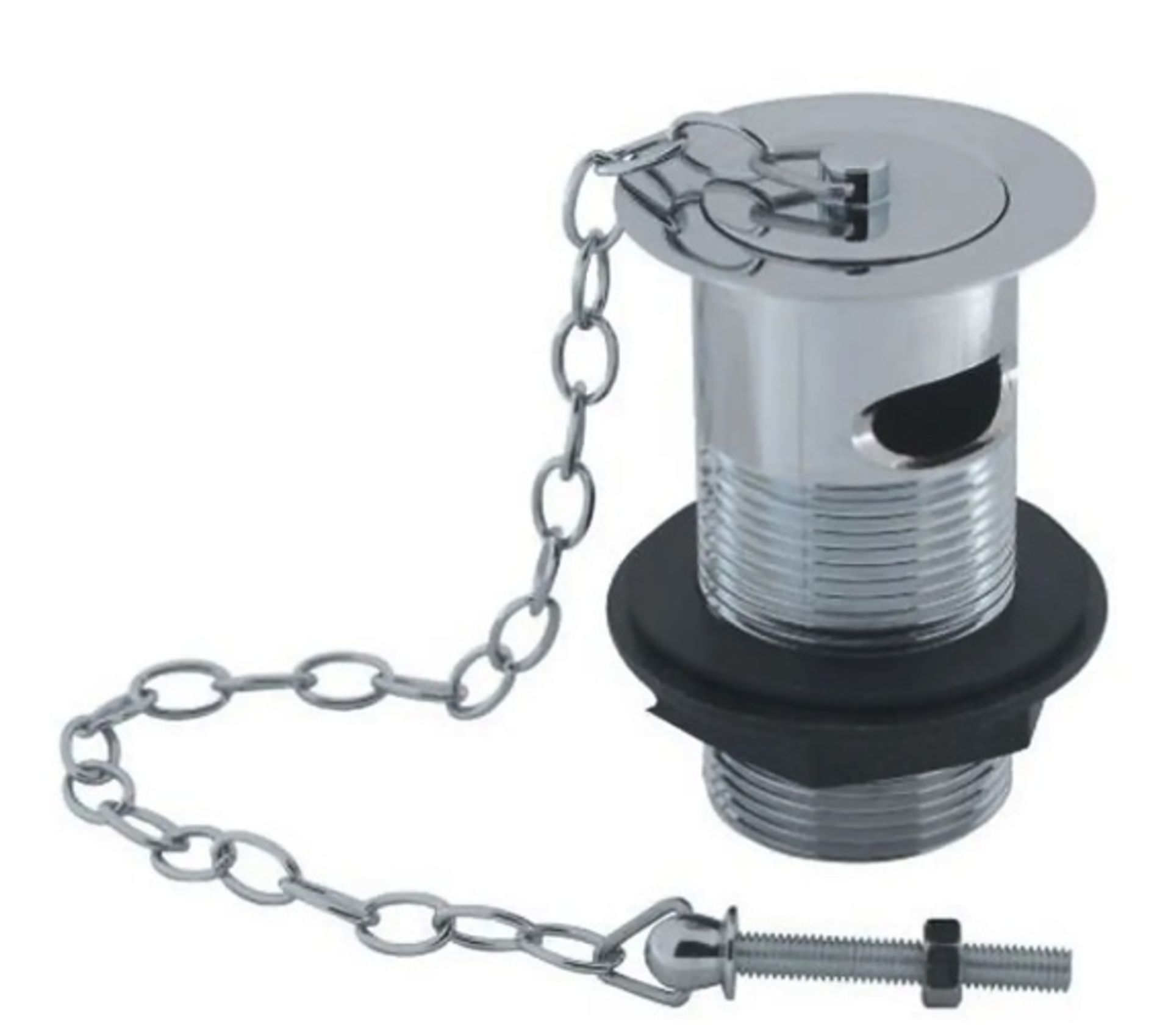 Brand New Boxed Link Chain Basin Waste with Solid Plug Slotted - Chrome RRP £12 **No VAT**