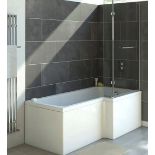 Brand New Boxed Lena White Right Hand Shower Bath with Screen - 1700 x 850mm RRP £480 *No Vat*