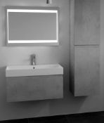 Brand New Boxed Mino 800mm Wall Hung Vanity Unit with Basin - Nebraska Oak RRP £255 **No Vat**