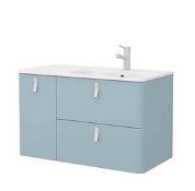 Brand New Boxed Sketch 900 Left Hand Inset Basin and Unit - Powder Blue RRP £640 **No Vat**