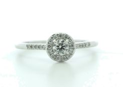 18ct White Gold Halo Set Diamond Ring 0.38 Carats