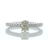 18ct White Gold Single Stone Oval Cut Diamond Ring (0.42) 0.67 Carats