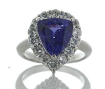 Platinum Trillion Cut Tanzanite And Diamond Ring (T3.72) 0.85 Carats