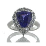 Platinum Trillion Cut Tanzanite And Diamond Ring (T3.72) 0.85 Carats