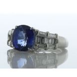 Platinum Oval Sapphire and Diamond Ring (S3.28) 0.76 Carats