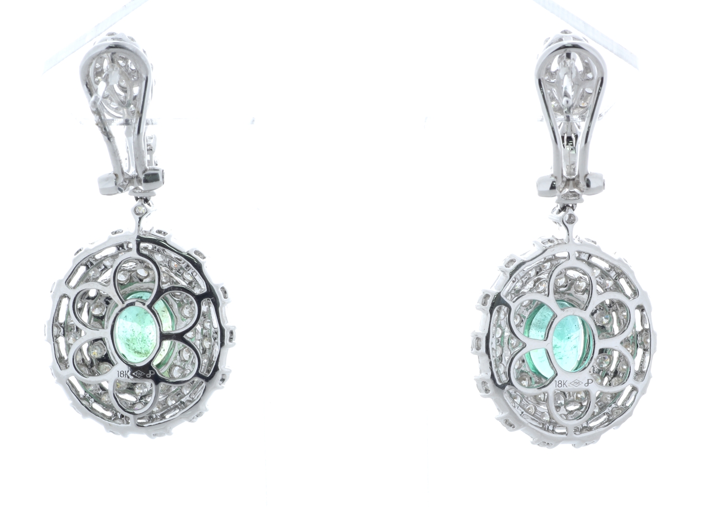 18ct White Gold Diamond and Emerald Drop Earrings (E2.61) 3.74 Carats - Image 3 of 5