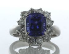 Platinum Tanzanite and Diamond Cluster Ring (T3.21) 1.21 Carats