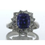 Platinum Tanzanite and Diamond Cluster Ring (T3.21) 1.21 Carats