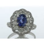 18ct White Gold Oval Cluster Diamond and Sapphire Ring (S1.96) 1.69 Carats