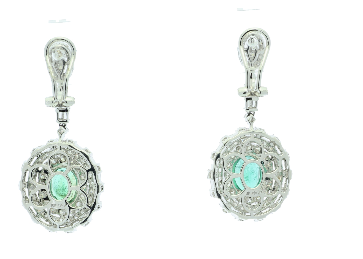 18ct White Gold Diamond and Emerald Drop Earrings (E2.61) 3.74 Carats - Image 2 of 5