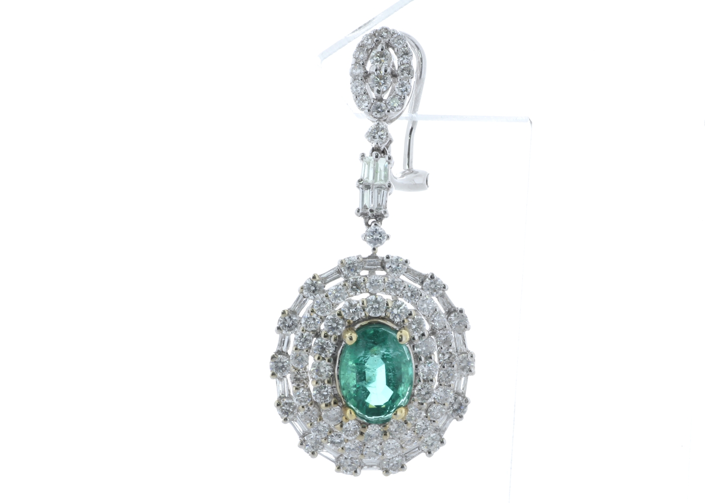 18ct White Gold Diamond and Emerald Drop Earrings (E2.61) 3.74 Carats - Image 4 of 5