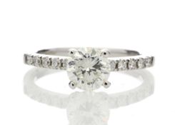 18ct White Gold Single Stone Diamond Ring With Stone Set Shoulders (1.07) 1.25 Carats