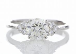 18ct White Gold Single Stone With Heart Shaped Set Shoulders Diamond Ring (1.13) 1.29 Carats